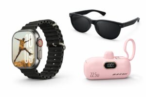 Combo 3 en 1 RM42: Smartwatch AMOLED 2.10” + Gafas Bluetooth + Power Bank 22.5W